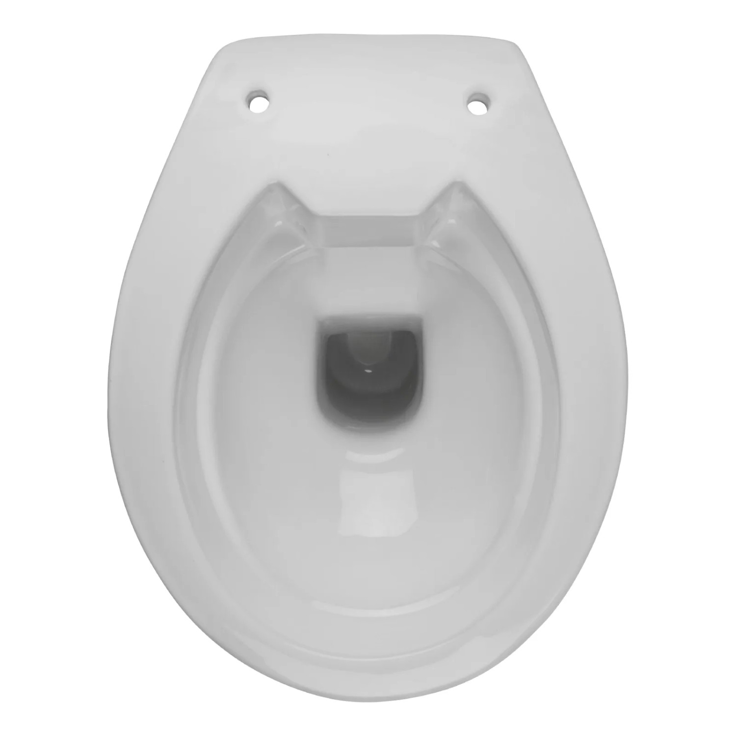 Draufsicht: Calmwaters Stand-WC, spülrandlos, Manhattan-Grau. Tiefspüler mit waagerechtem Abgang.