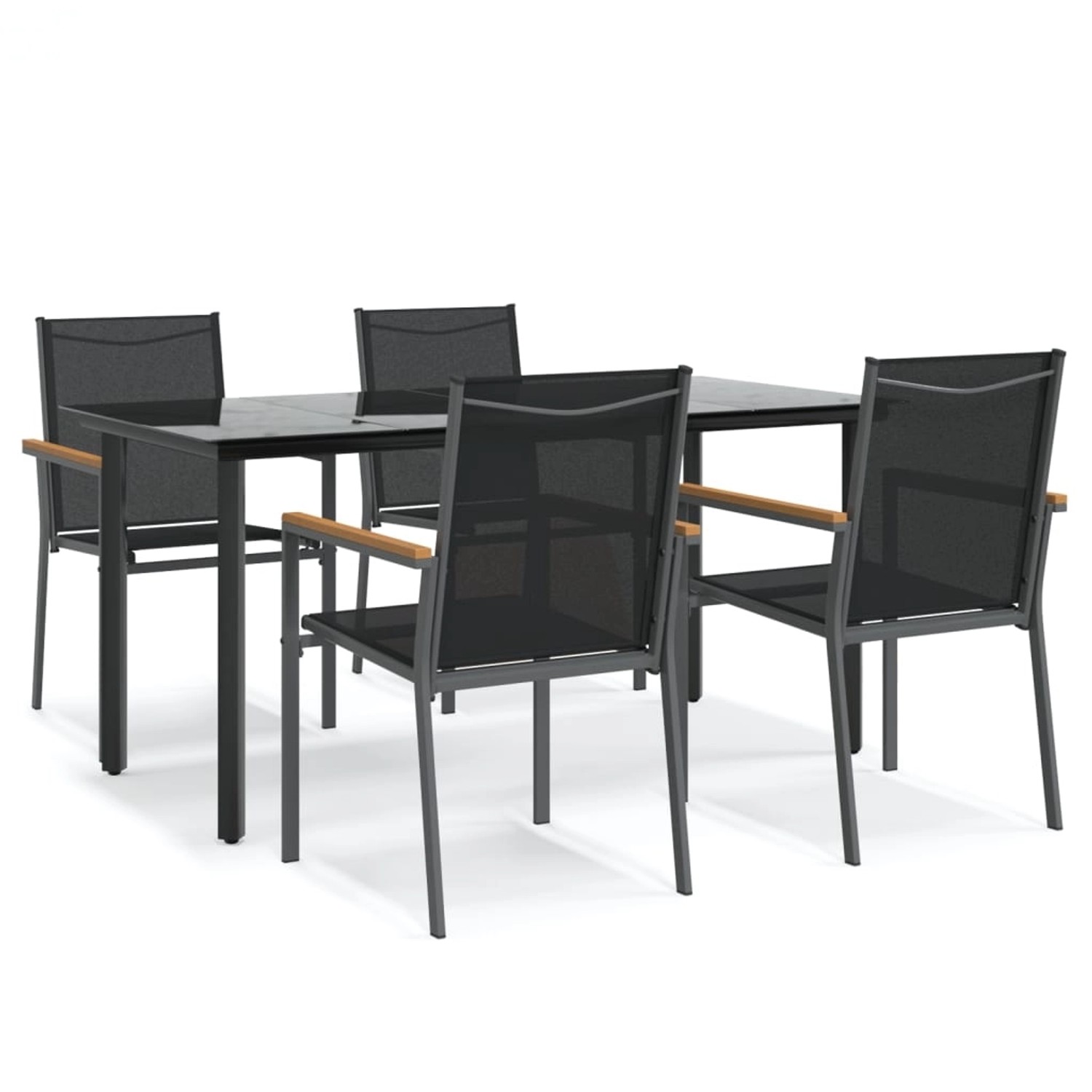 vidaXL 5-Tlg Garten-Essgruppe Schwarz Textilene und Stahl 3187045 günstig online kaufen