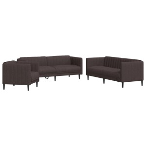 vidaXL 3-Tlg Sofagarnitur Dunkelbraun Stoff 3209232