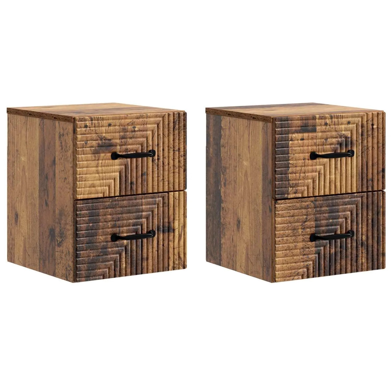 vidaXL Wandmontierter Nachttisch 2 Stk Altholz 34,5 x 33 x 40 cm 898652