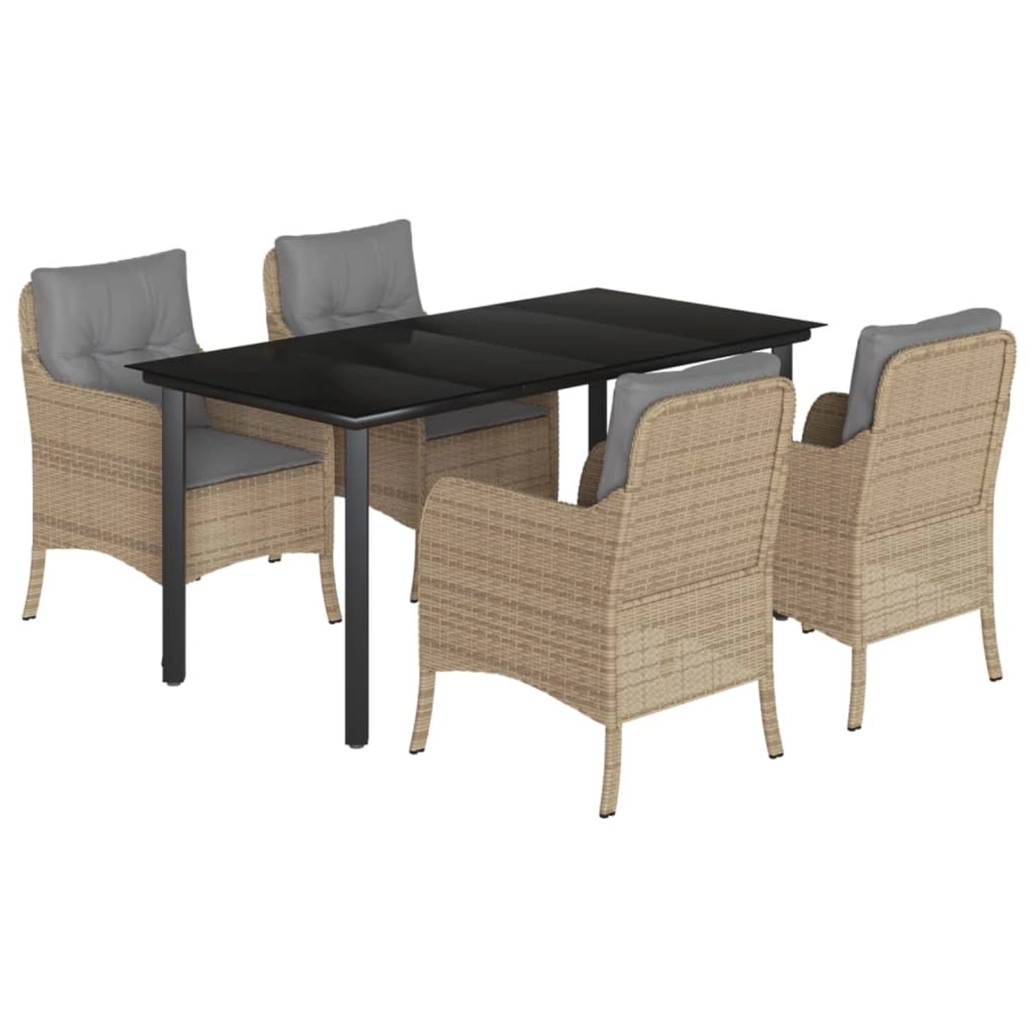 vidaXL 5-Tlg Garten-Essgruppe mit Kissen Beige Poly Rattan 3211986 günstig online kaufen