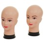 Zwei weibliche Mannequin-Köpfe aus Polypropylen mit geschminktem Gesicht und schwarzem Standfuß für Perücken & Accessoires.