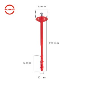Protektor Dämmstoffdübel, 260mm, mit Stahlnagel für WDVS-Systeme.