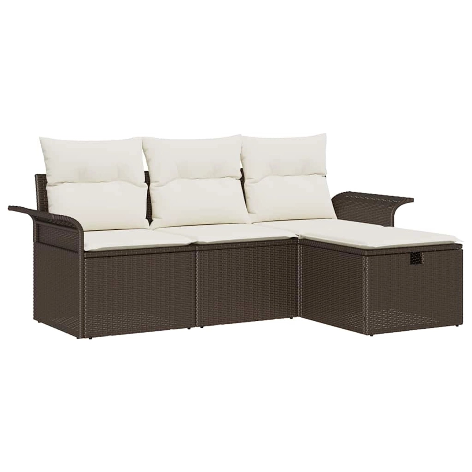 vidaXL Garten-Sofa-Set mit Kissen mit Speicher 4-Tlg Braun Poly Rattan 3360 günstig online kaufen