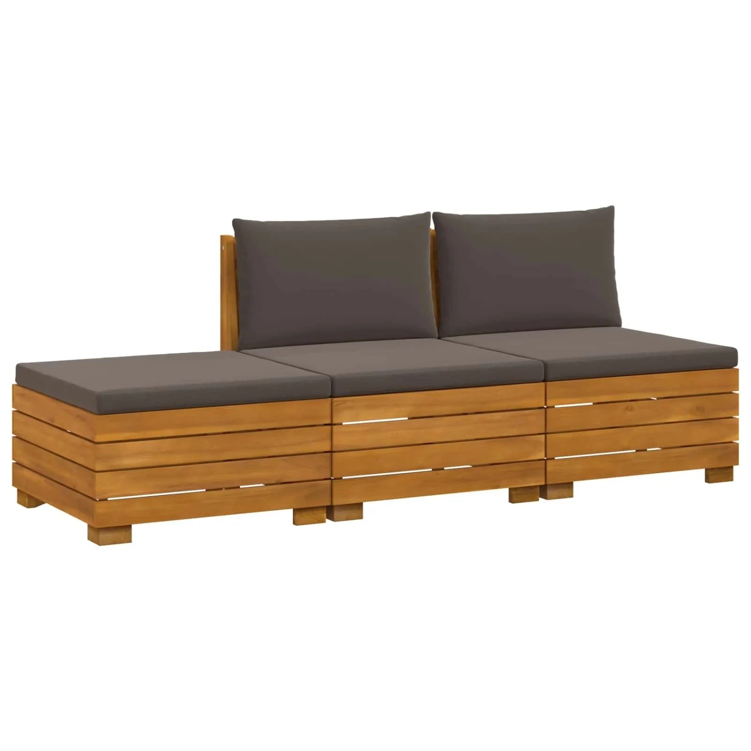 vidaXL Outdoor-Sofagarnitur mit Kissen 3 Stück Braun Massivholz Akazie 3403117