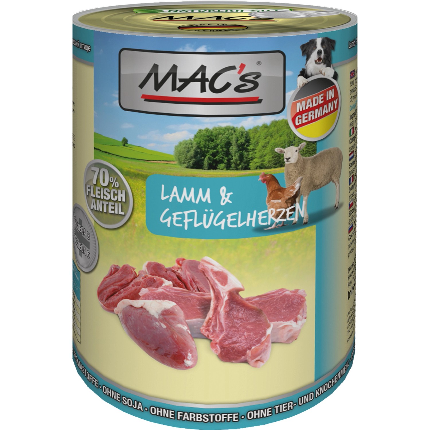 Mac's Hunde-Nassfutter Lamm und Geflügelherzen 400 g