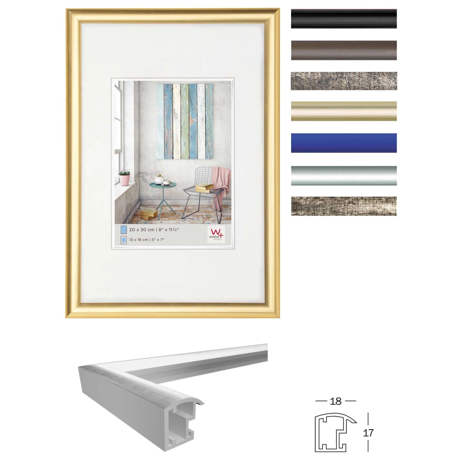 Blauer Kunststoff Bilderrahmen 50x60 cm von walther design, New Lifestyle Serie.