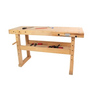 Rikta Hobelbank aus Buchenholz mit Schraubstock, 83x140x50cm, inkl. Bankhaken und Ablage.