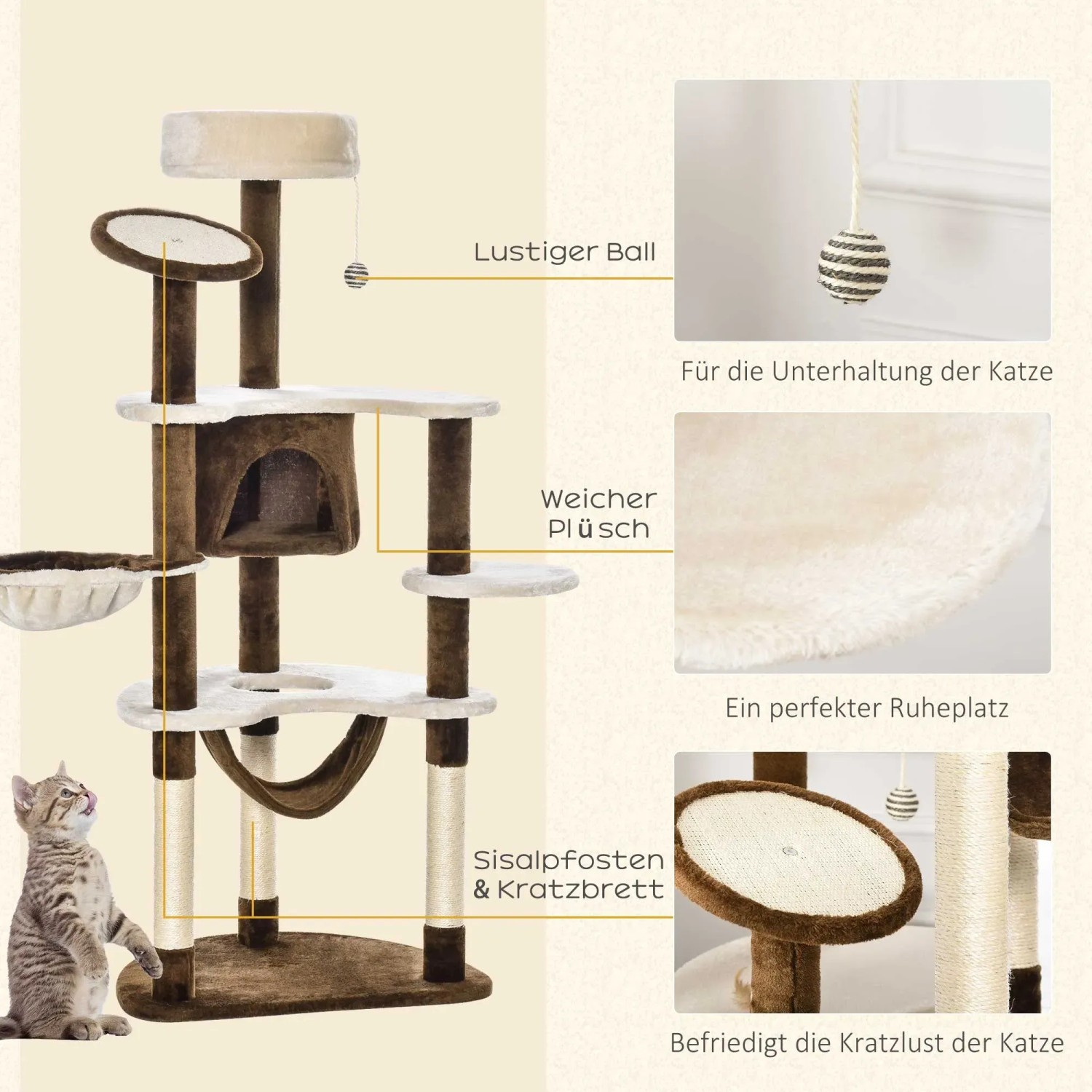 PawHut Kratzbaum XXL mit Katzenhhle Hngematte 65 x 50 x 153 cm kaufen bei  OBI