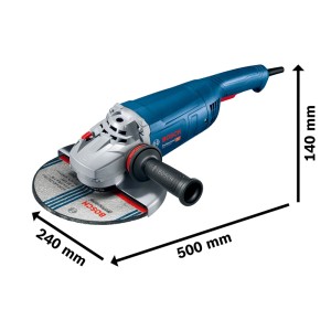 Bosch Professional Winkelschleifer GWS 22-230 J, blau-silber, 2.200 W, mit Diamantscheibe. Länge 500 mm, Scheibe 240 mm.