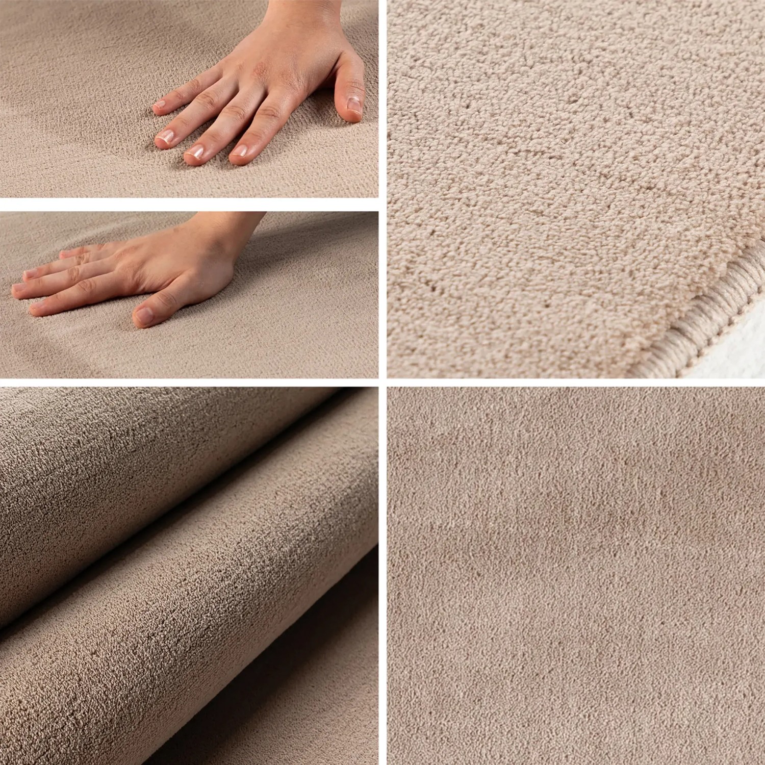 Beiger Ayyildiz Kurzflorteppich Sky 5400 (Ø 160 cm) mit weicher Textur und kurzem Flor.