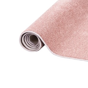 Gerollter, rosa Snapstyle Hochflor Teppich Luna Rosa, 100x400cm. Weicher Velours Teppich.