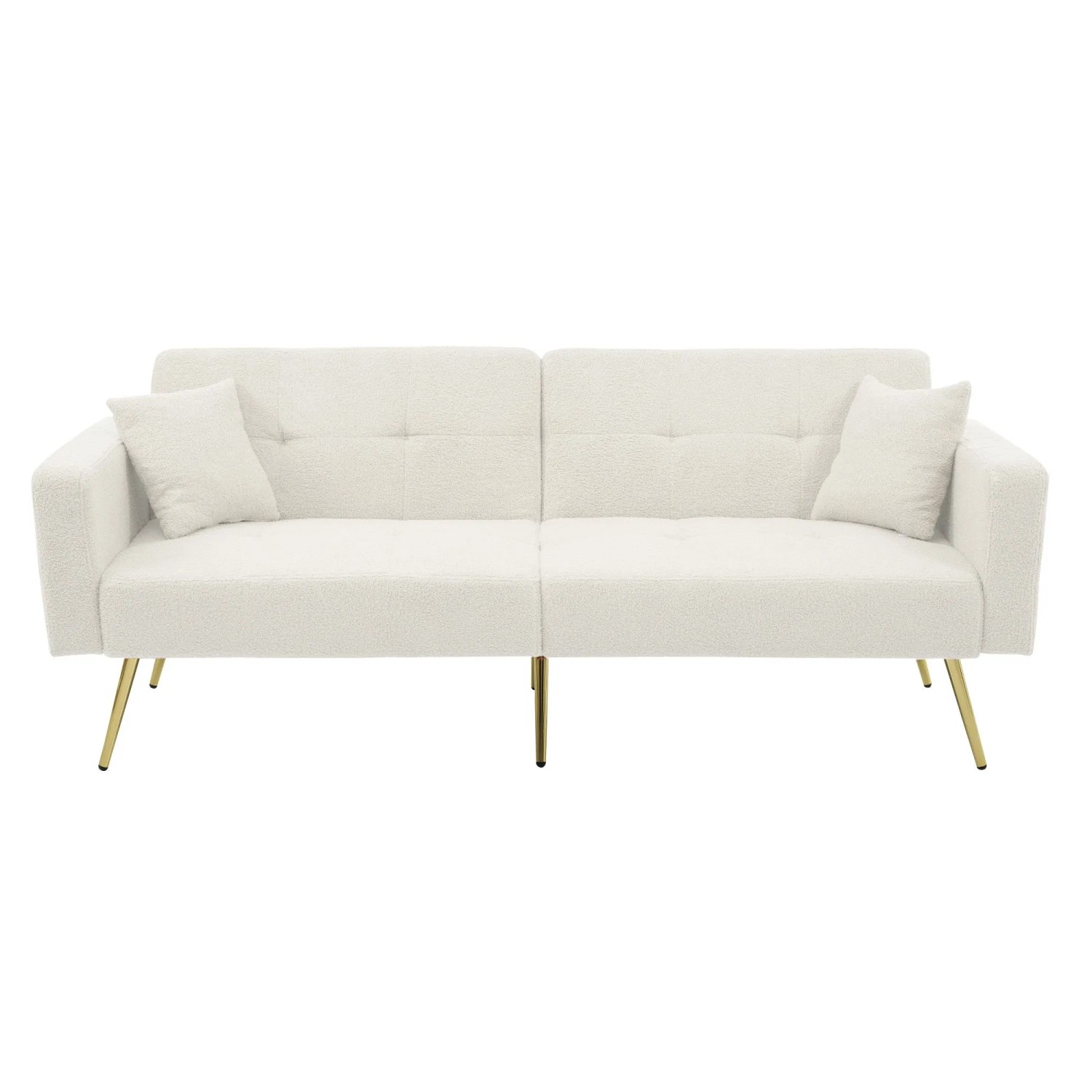 Merax Schlafsofa Bettfunktion Gold Beine Stauraumtaschen