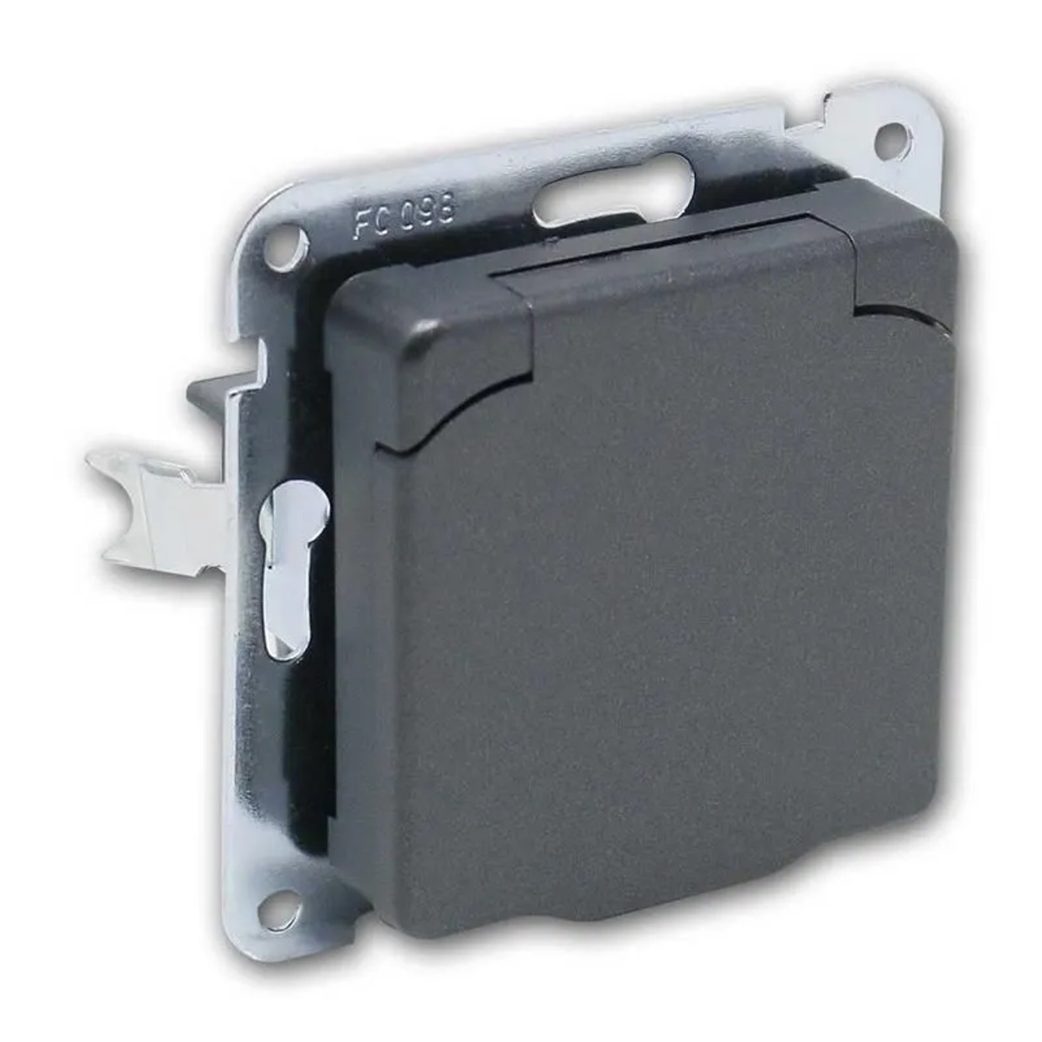 ChiliTec MILOS Steckdose mit Deckel IP40 Anthrazit ohne Rahmen
