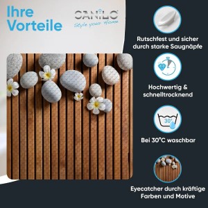 SANILO Badematte Zentara mit Holz- und Steinmuster, Badewannen-Zubehör für sicheren Halt in der Dusche.