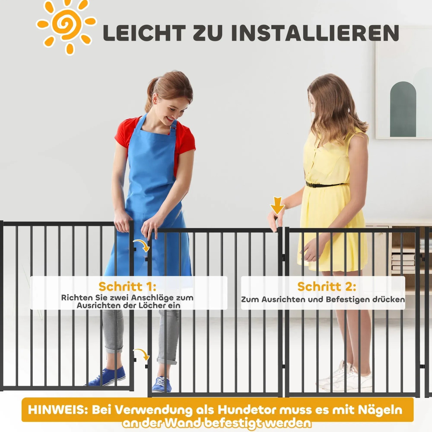 PawHut Welpenauslauf aus Stahl, schwarz, mit Montageanleitung. Ideal als Hundelaufstall.