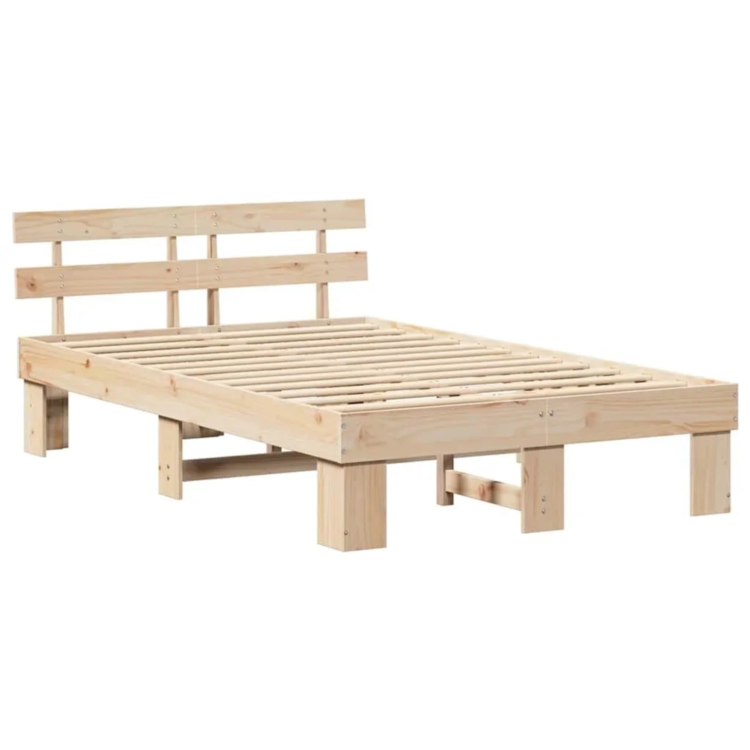 vidaXL Bettrahmen mit Kopfteil Natur 120 x 190 cm Massives Kiefernholz 872452