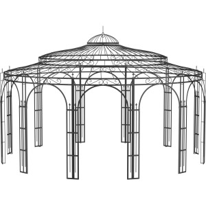 Schwarzer Eleo Pavillon Toskana aus Metall, 340 cm hoch, Ø 550 cm, pulverbeschichtet.