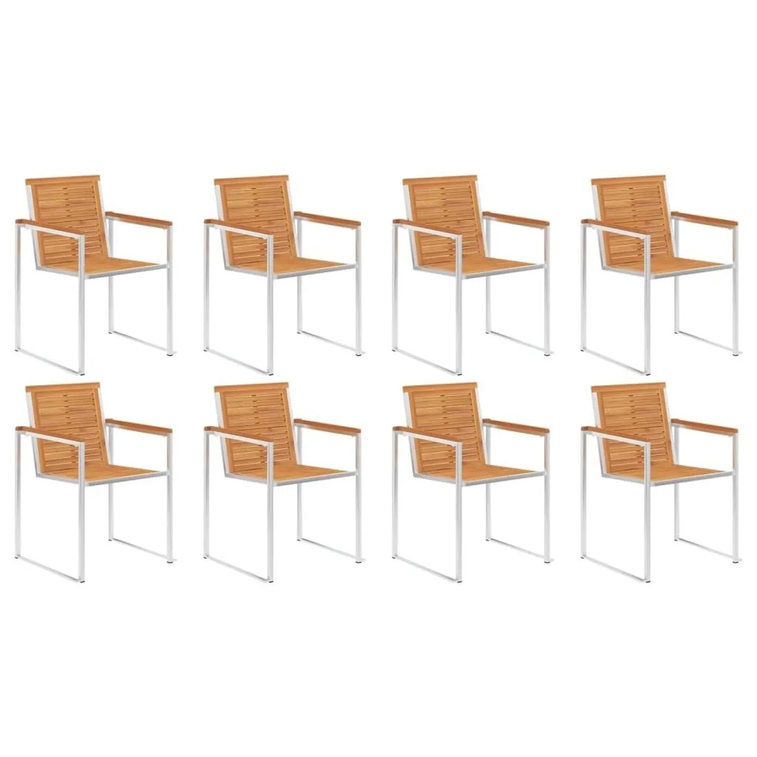 vidaXL Gartenstühle 8 Stk Massivholz Akazie und Edelstahl 3078469 günstig online kaufen