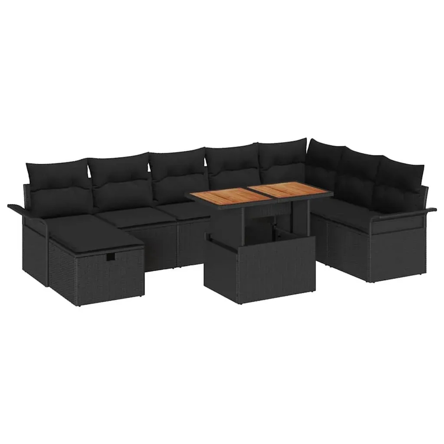 vidaXL Garten-Sofa-Set mit Kissen 9-Tlg Schwarz Poly Rattan 3359929 günstig online kaufen