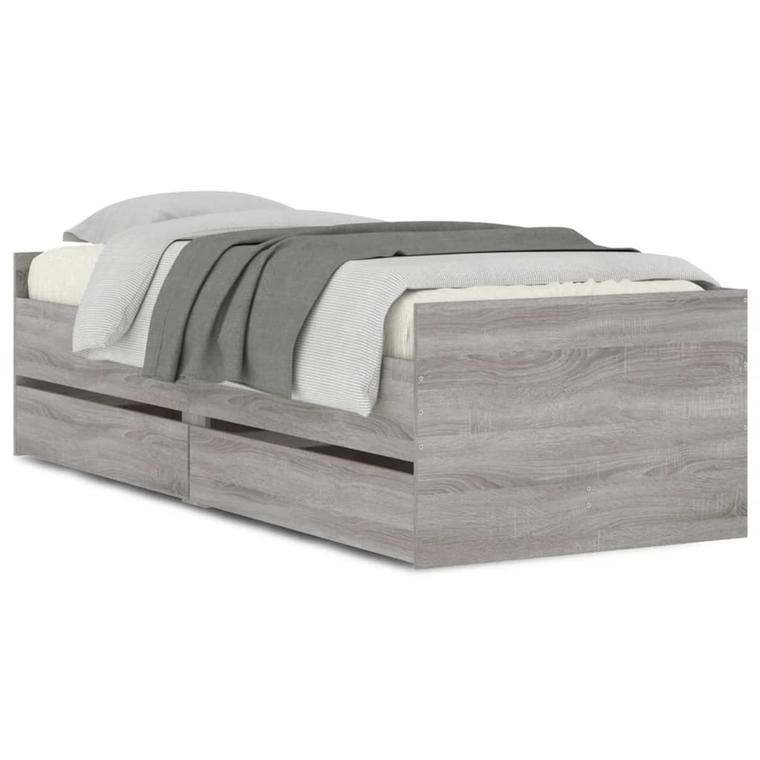 vidaXL Bettgestell mit Schubladen Grau Sonoma 90x190 cm 3207355 günstig online kaufen