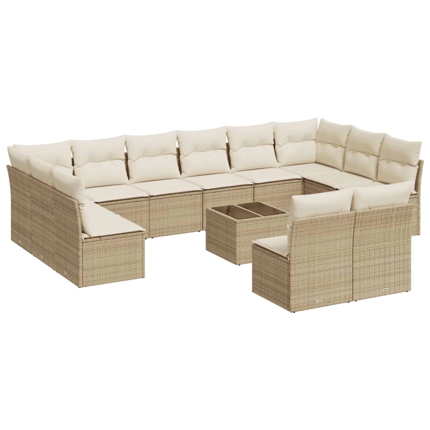 vidaXL 13-Tlg Garten-Sofagarnitur mit Kissen Beige Poly Rattan 3218378 günstig online kaufen