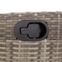 Detailaufnahme: Graues Poly Rattan Gartenmöbel mit Verstellmechanismus.