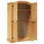 Offener Kleiderschrank im Mexiko-Stil aus Kiefernholz mit zwei Türen, Einlegeboden und Kleiderstange.