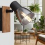 Globo Strahler Claude, 1-flammig, dunkelbraun/rauchfarben, Holz/Metall, für E14 Leuchtmittel