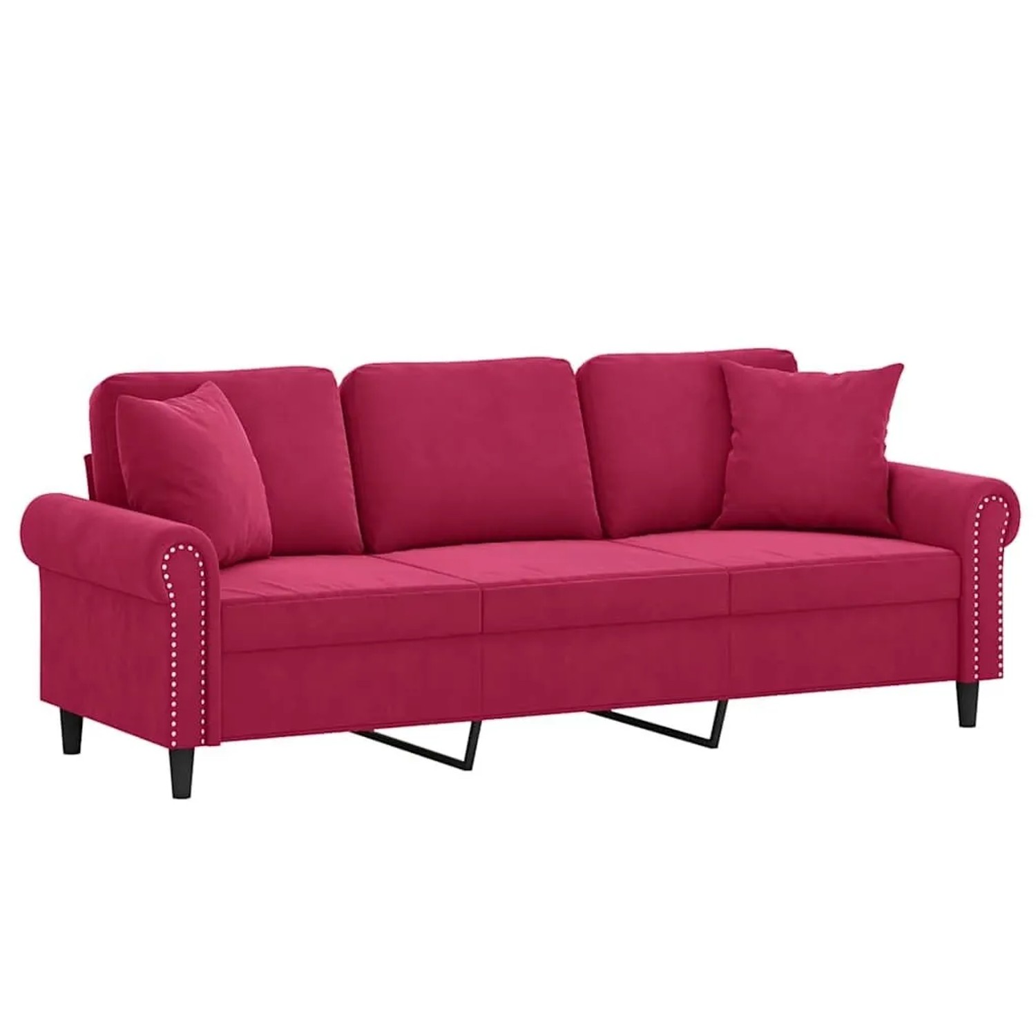 vidaXL 3-Sitzer-Sofa mit Zierkissen Weinrot 180 cm Samt 3200959 günstig online kaufen