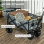 Outsunny Gartenwagen, grau, mit Kühltasche, Stahlrahmen und Oxford-Gewebe. Ideal für den Transport im Garten.
