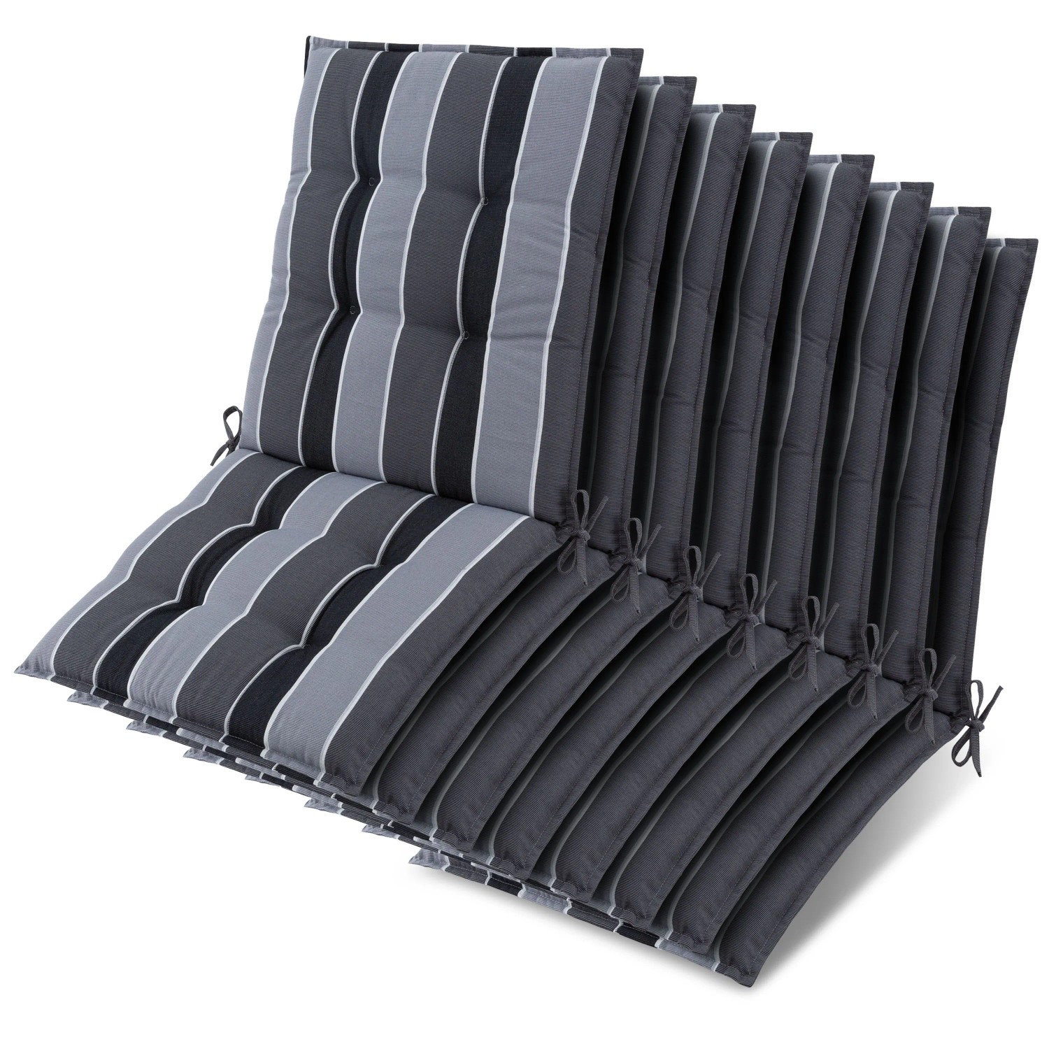 Beautissu 8x Niederlehner Sun-NL Auflage 105x50x8cm Anthrazit-Gestreift