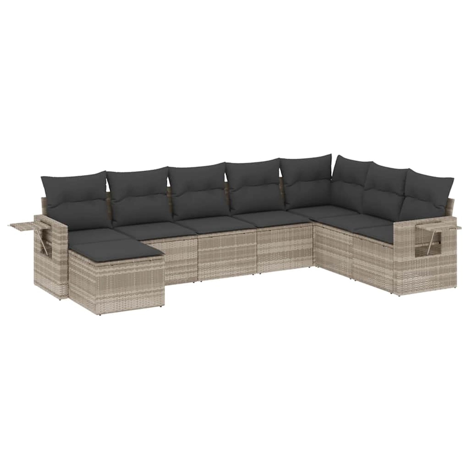 vidaXL 8-Tlg Garten-Sofagarnitur mit Kissen Hellgrau Poly Rattan 3220561 günstig online kaufen