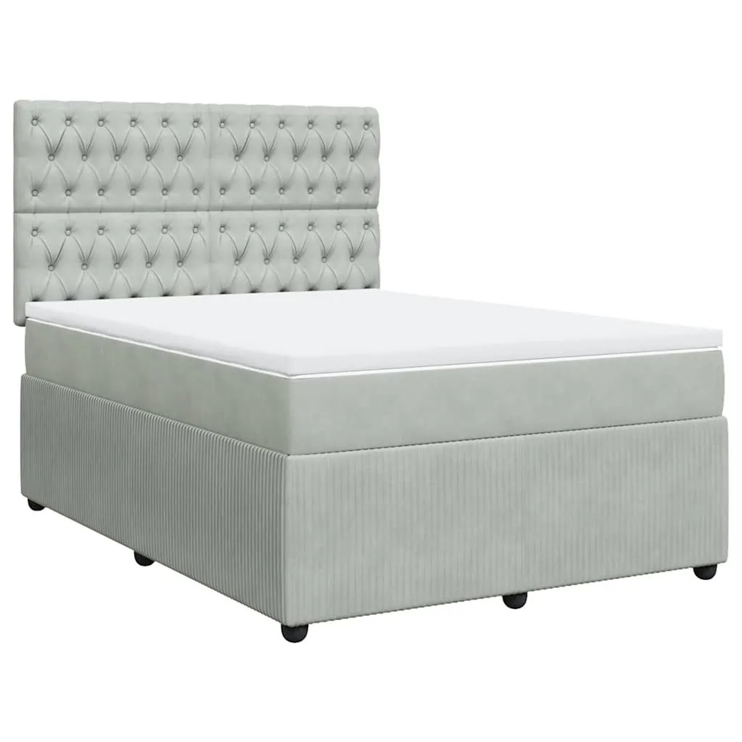 vidaXL Boxspringbett mit Matratze Hellgrau 140x190 cm Samt 3294640 günstig online kaufen