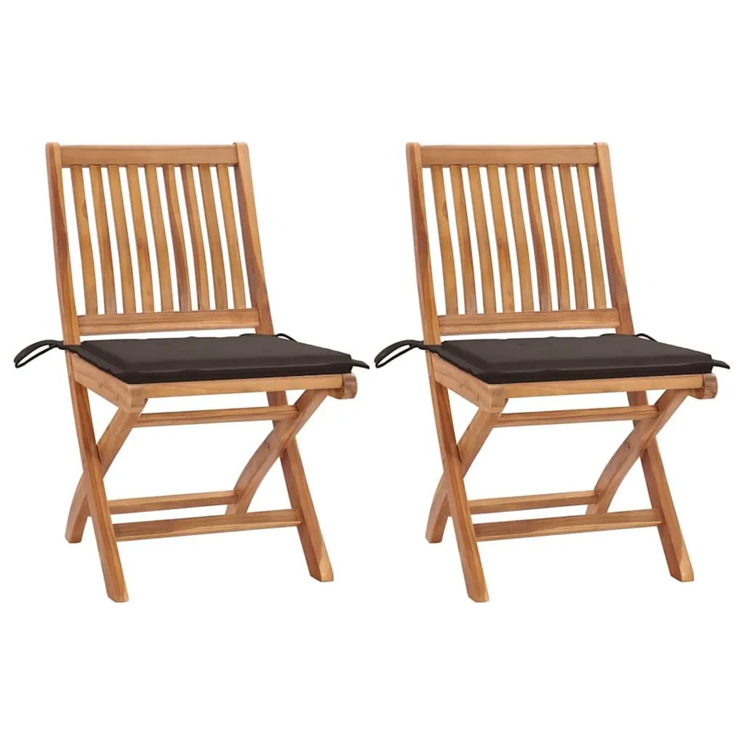 vidaXL Gartenstühle 2 Stk mit Taupe Kissen Teak Massivholz 3062441