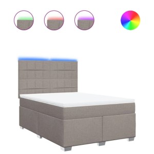 vidaXL Boxspringbett mit Matratze Taupe 160x200 cm Stoff 3292843