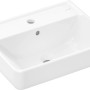 Weißes Hansgrohe Xanuia Q Handwaschbecken, 45x34 cm, mit Hahnloch und Überlauf.