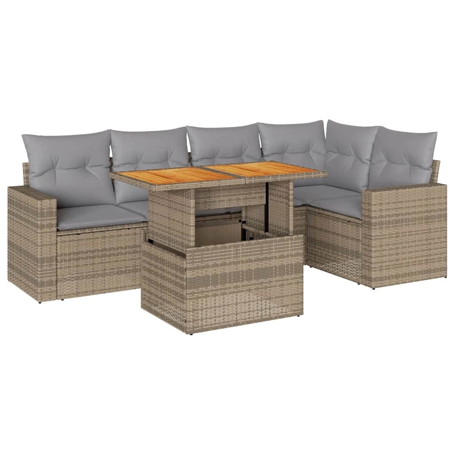 vidaXL 6-Tlg Garten-Sofagarnitur mit Kissen Beige Poly Rattan 3327041 günstig online kaufen