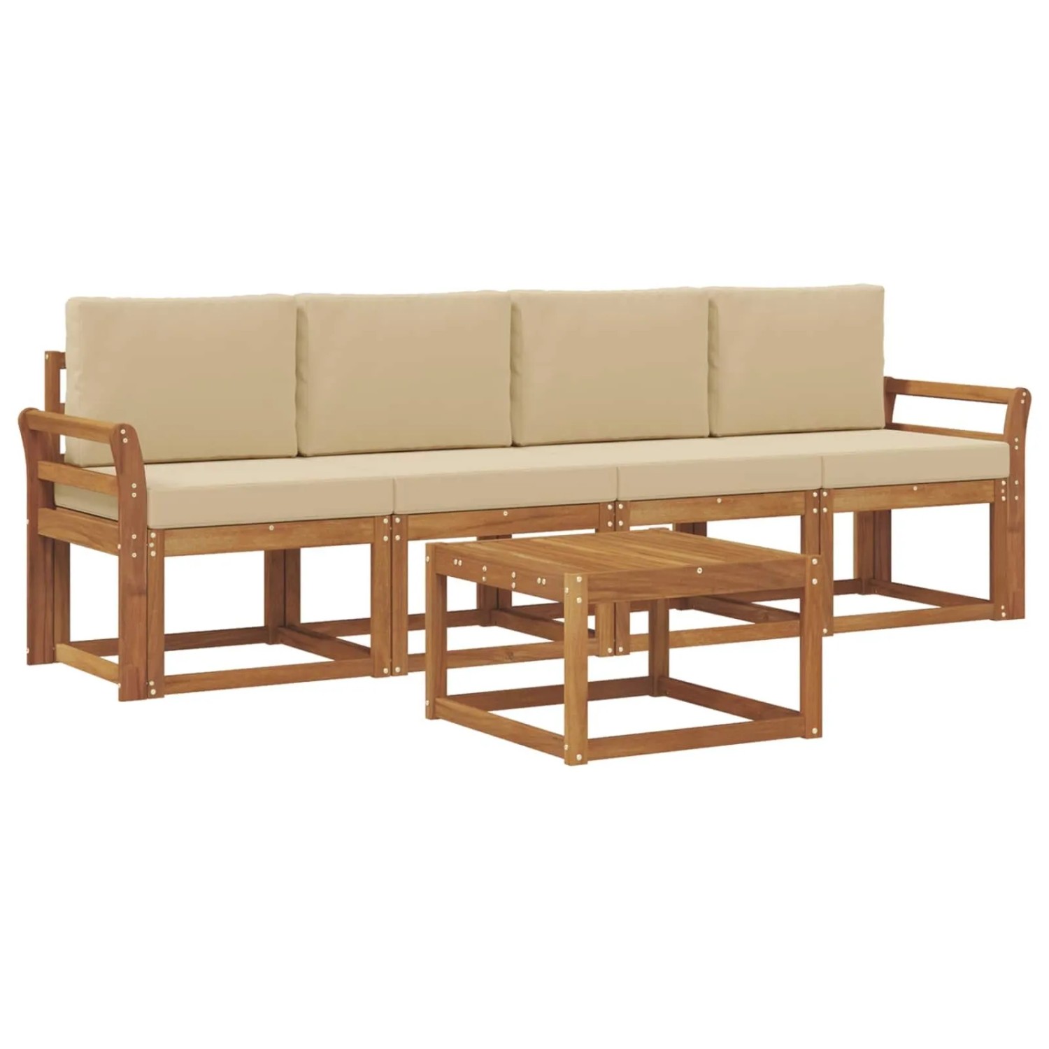 vidaXL Outdoor-Sofagarnitur 5 Stk Natur und Beige Massivholz Akazie 3365976