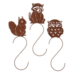 Boltze Vogelfutterstation Daxi, 3-fach sortiert: Eichhörnchen, Waschbär, Eule aus Eisen.