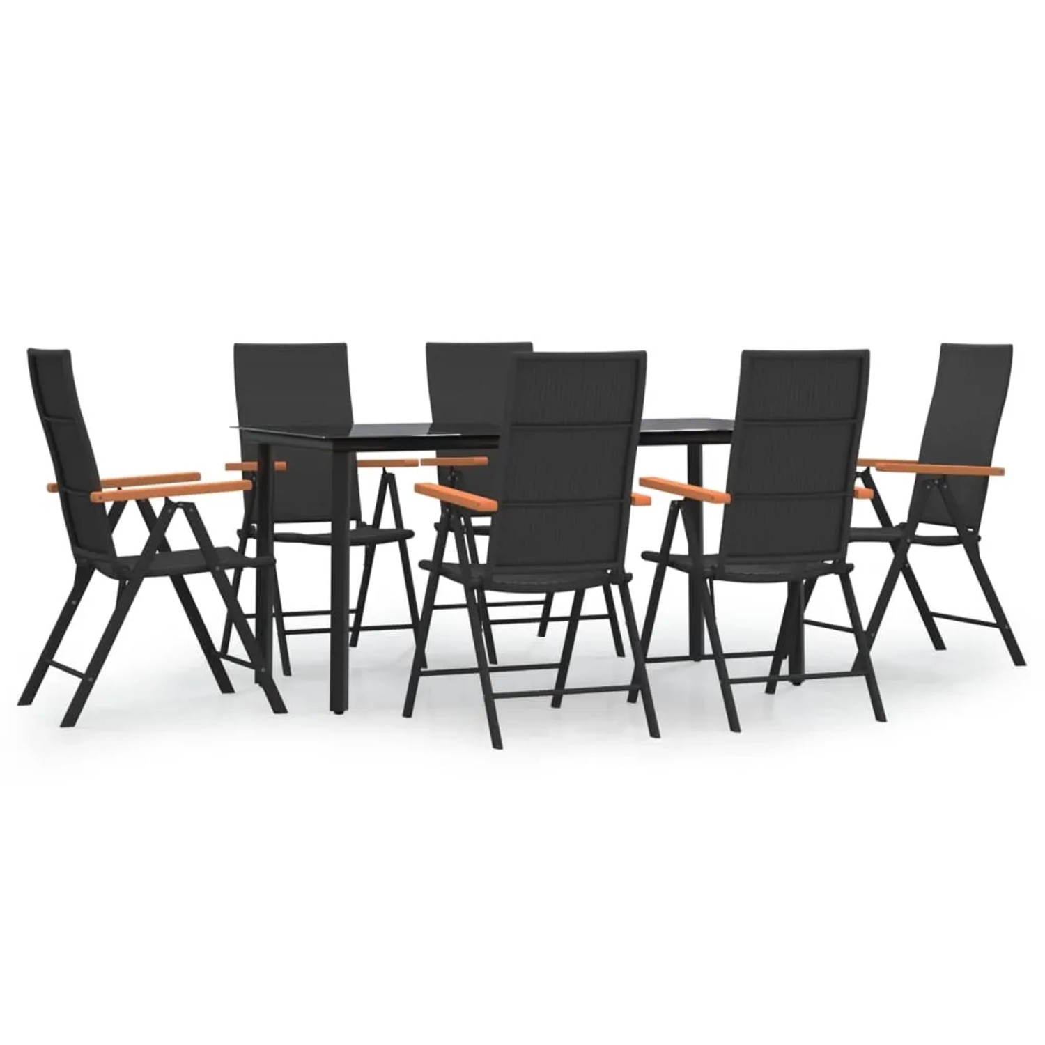 vidaXL 7-Tlg Garten-Essgruppe Schwarz und Braun Poly Rattan 3156521