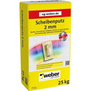 Gelber Sack Weber Scheibenputz Weiß, 2 mm Körnung, 25 kg. Mineralischer Putz für Innen & Außen.