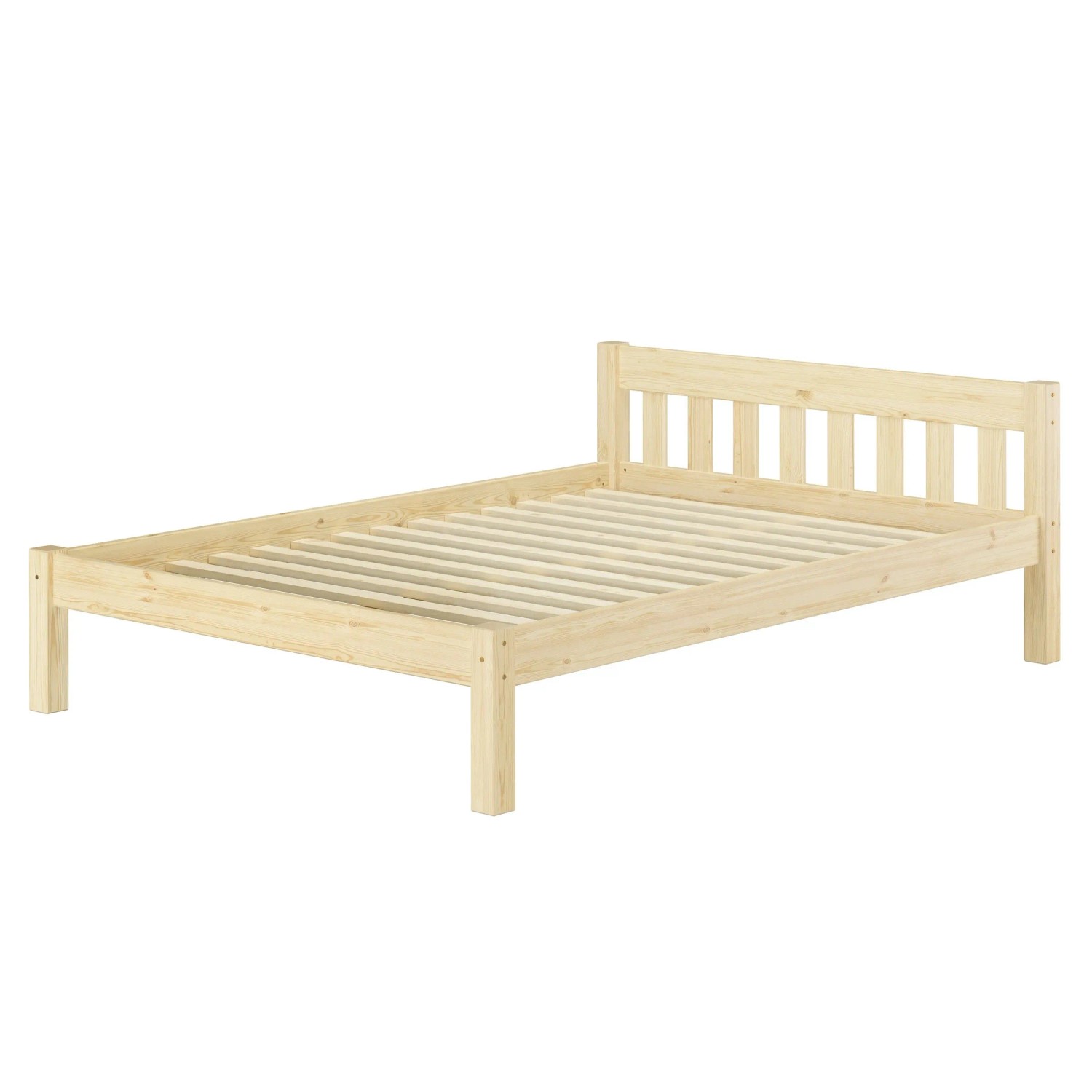 Erst-Holz Vollholzbett Doppelbett 140 x 200 cm Kiefer Unbehandelt Modell 38 Rollrost inkl.