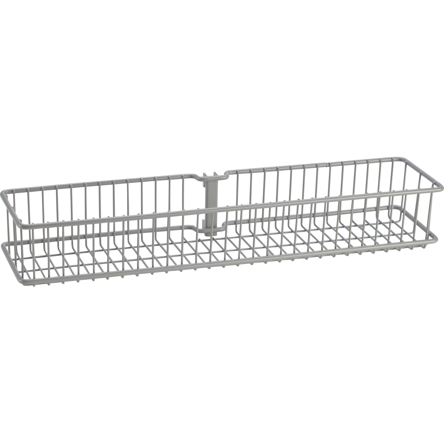Metall-Drahtkorb, 2-reihig, weiß-alu, für Regale & Regalböden zur Aufbewahrung.