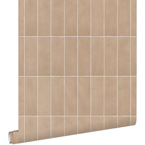 ESTAhome Tapete Fliesenmuster Beige 50 x 900 cm