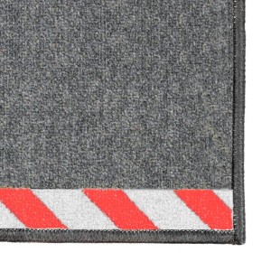 Graue Karat Kabelmatte mit rot-weißer Warnumrandung, 40x120 cm, rutschhemmend.