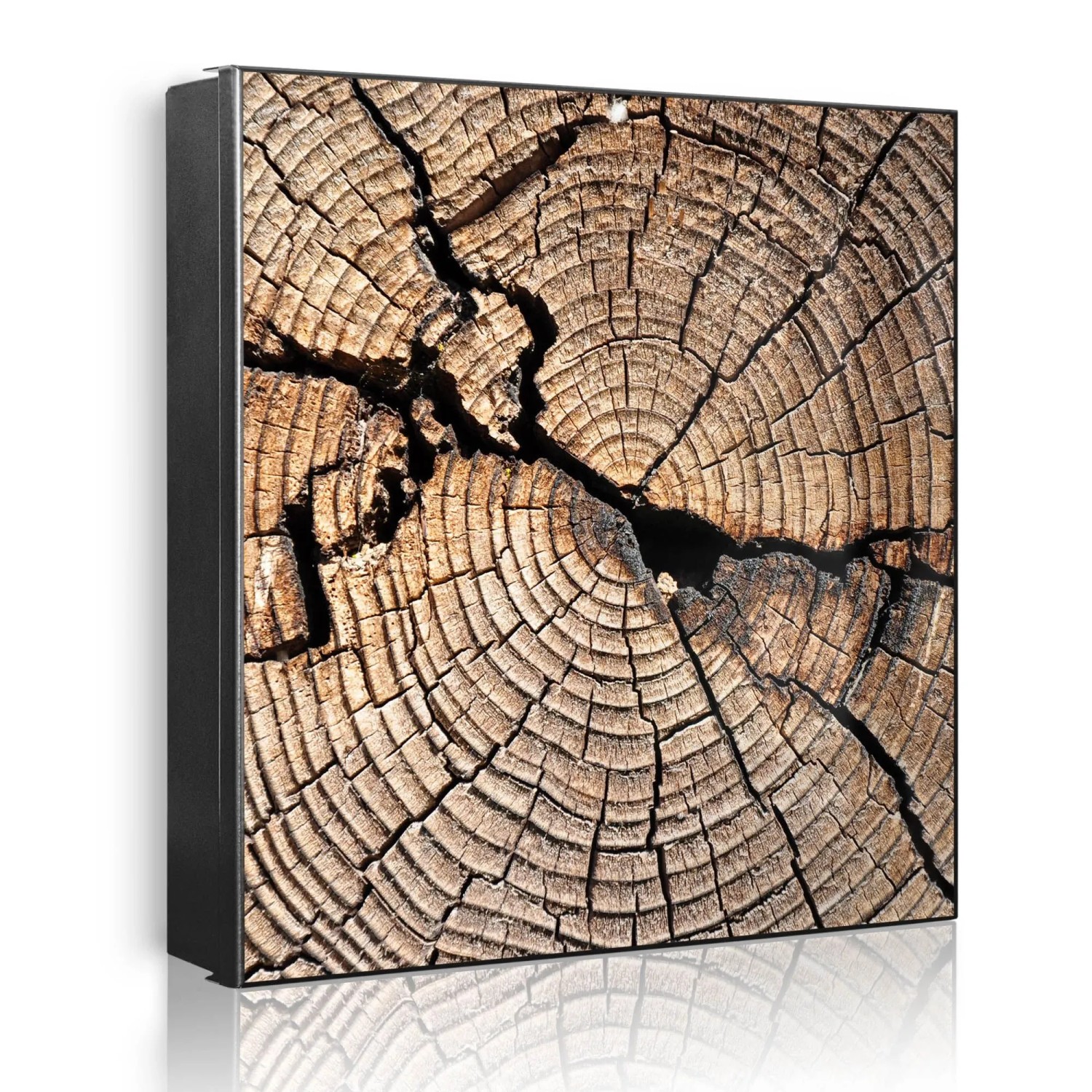 Banjado Großer Schlüsselkasten Metall 30x30cm Schwarz Scharnier Links 50 Haken Beschreibbar Magnetisch Motiv Zeichen Der Zeit