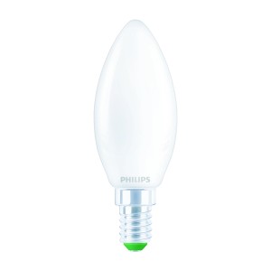 Matte Philips LED-Lampe E14 in Kerzenform, 2,3 W, 485 lm, 9,7x3,5 cm.
