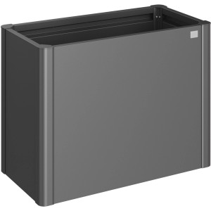 Dunkelgraues Biohort Belvedere Maxi Pflanzbeet aus Metall, geeignet für Garten und Balkon.