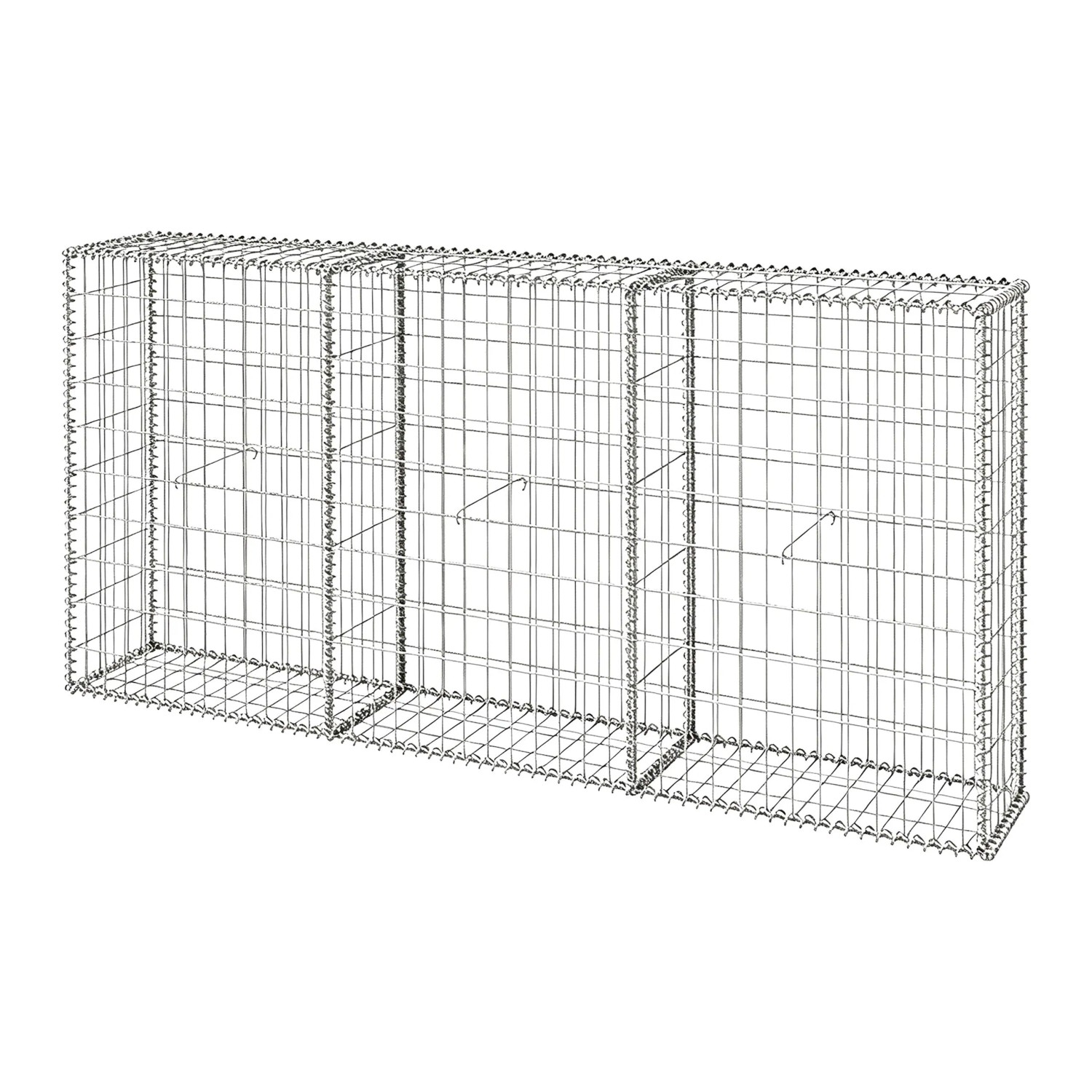 Relaxdays Gabione Stahl Silber Feuerverzinkt 200 cm x 30 cm x 100 cm